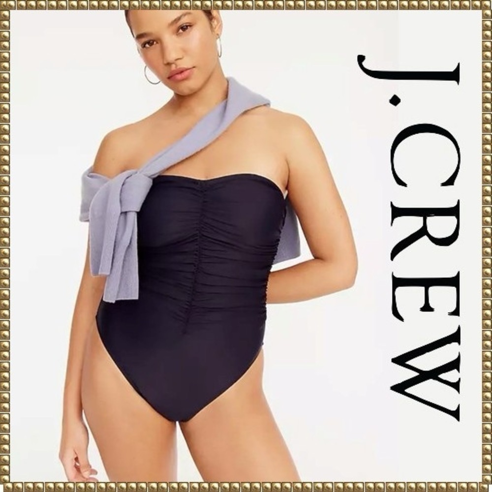J Crew Navy Ruched Sweetheart One Piece Swimsuit Size 22 NWT